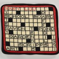 Mary Lou Wright&#039;s Crossword Pillow, 1991.